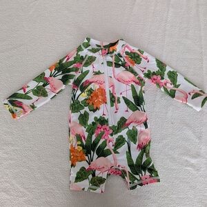 Janie and Jack Pink and Green Floral Baby Romper